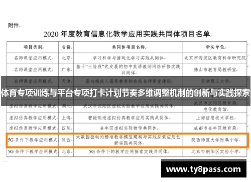 体育专项训练与平台专项打卡计划节奏多维调整机制的创新与实践探索